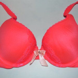 Victoria's Secret Body by VS padded perfect coverage neon pink bra 32C EUC